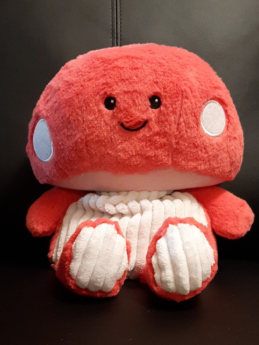 Pink Warmie Mushroom Plush Toy with White Accents - Soft Cuddly.